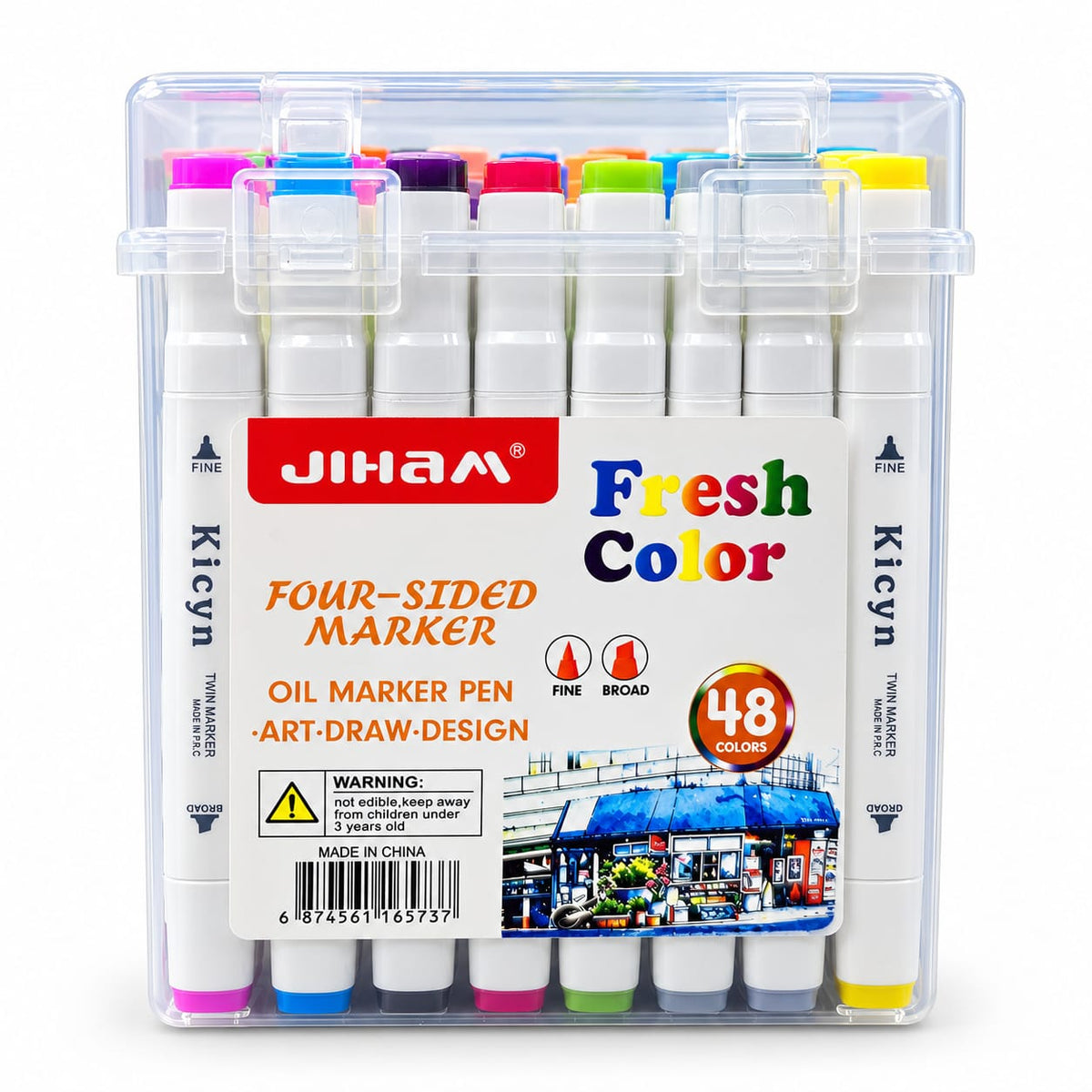 Twin Marker Pen 48 Pcs Set Dual Tip Markers for Adult Coloring and Art
