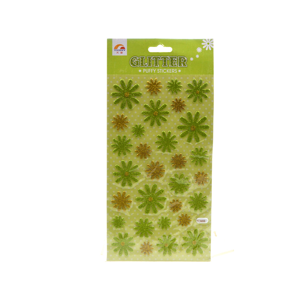 Flowers Glitter Puffy Stickers Tcm06