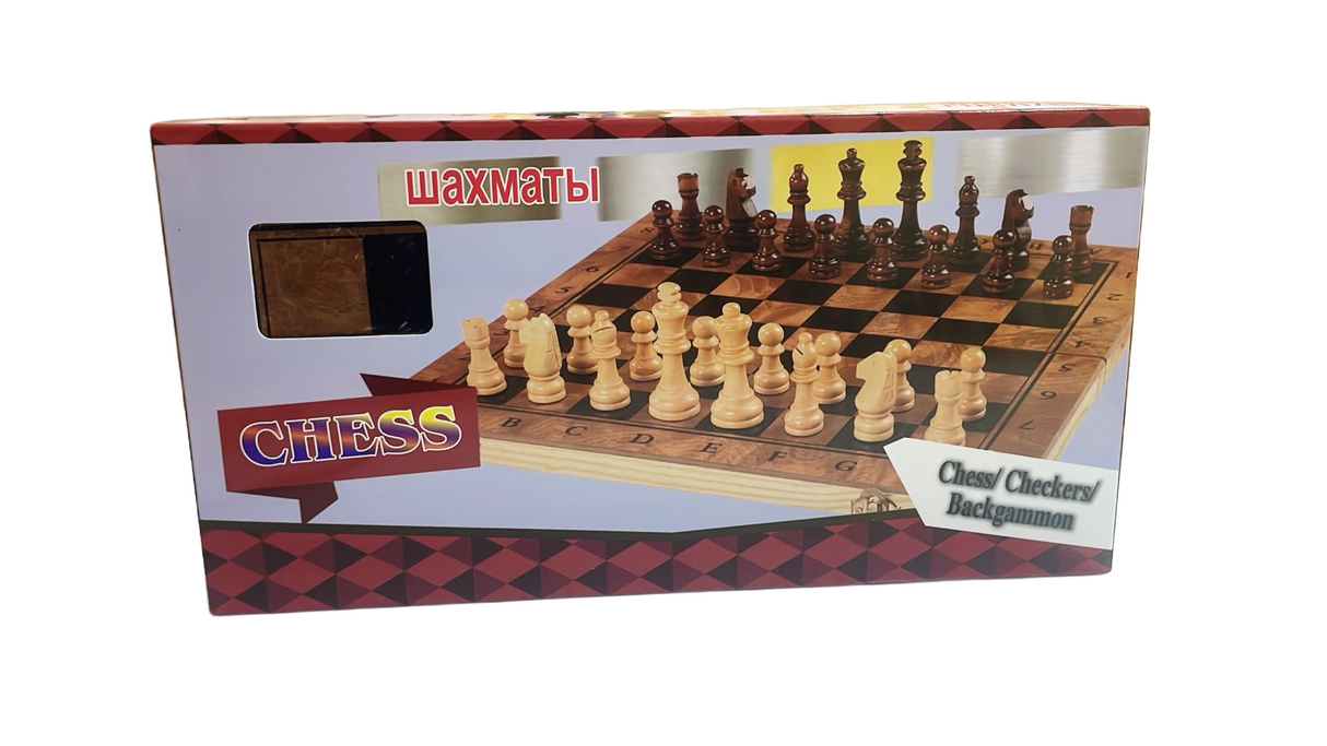 Chess Checkers & Backgammon Board Game Set