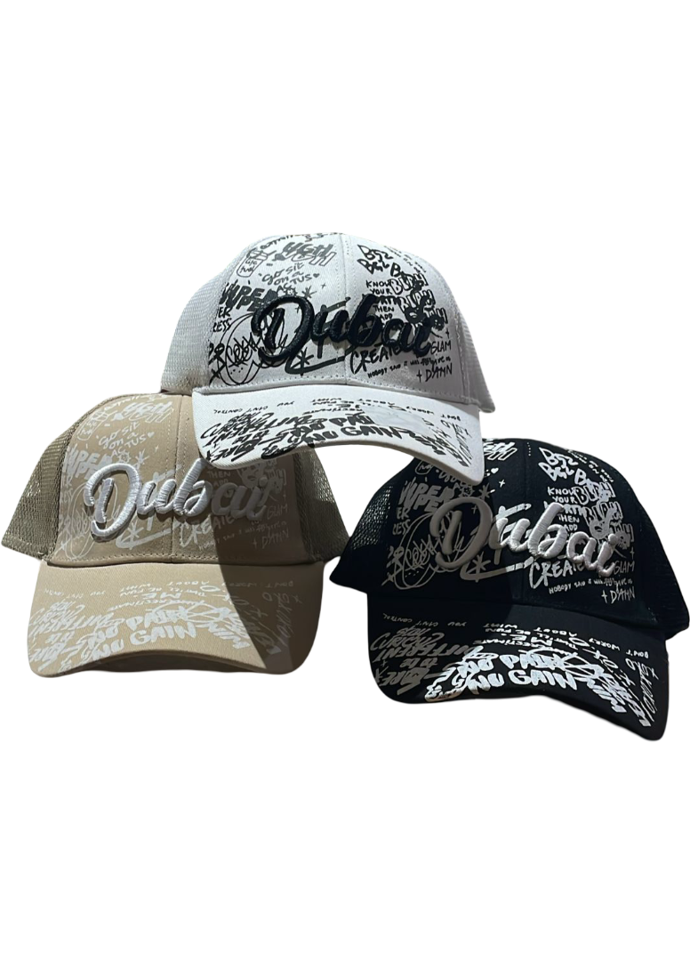 Cap with Scenery DXB Muliple fonts (Assorted Designs, Sold as Single)