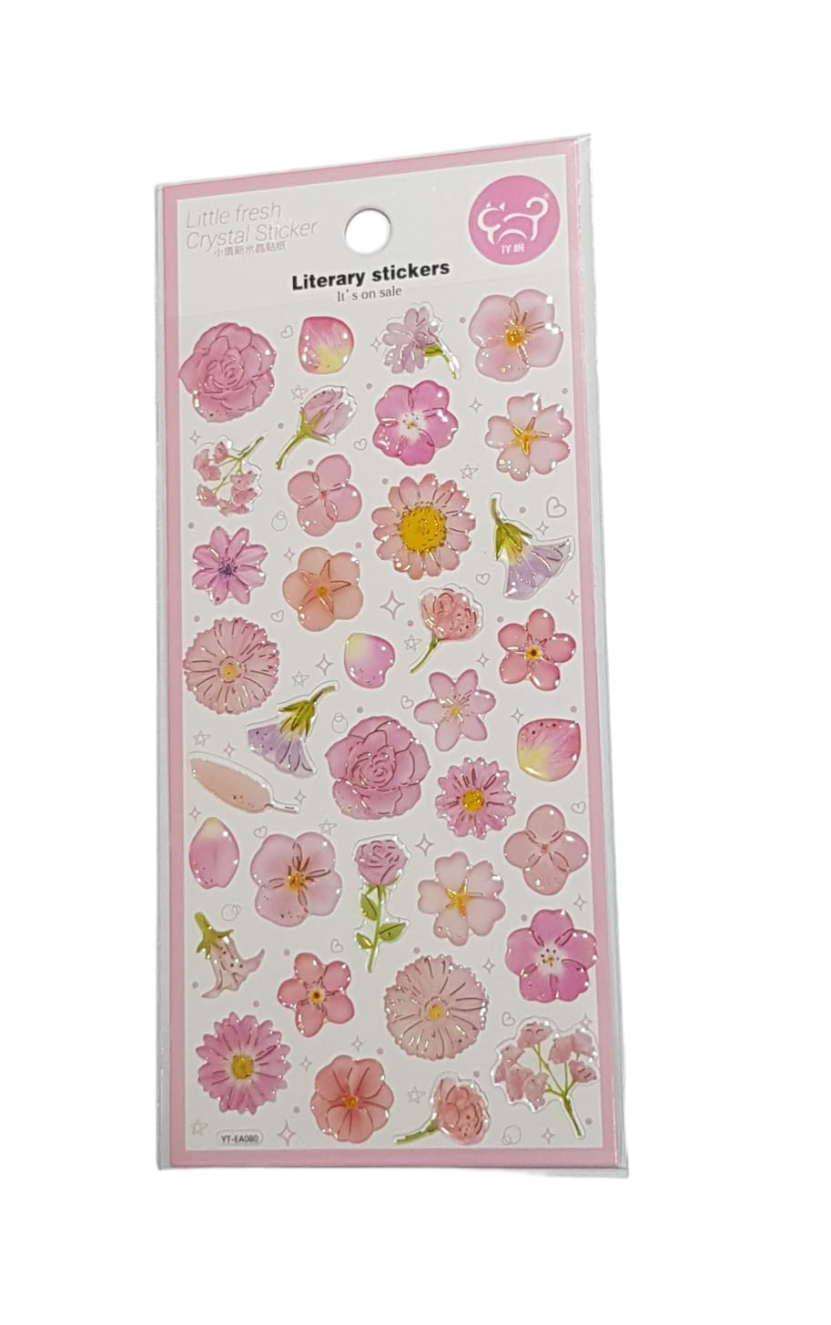 Glitter Resin Flower Sticker Pink