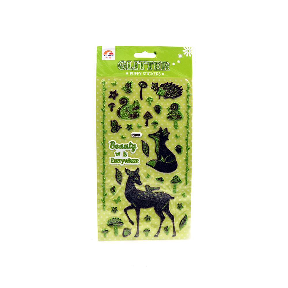 Animals Glitter Puffy Stickers
