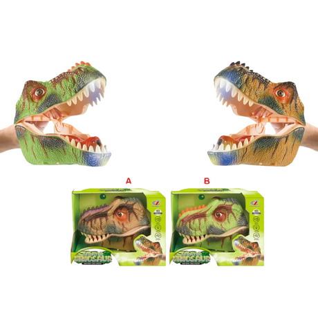 Dinosaur Puppet Toy with Spraying Feature Sound & Light (Assorted Colors, Sold As Single)