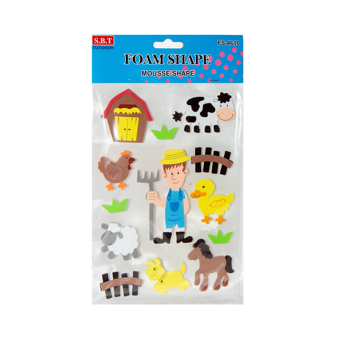 Farm Animals Foam Mousse Shape Stickers Assorted