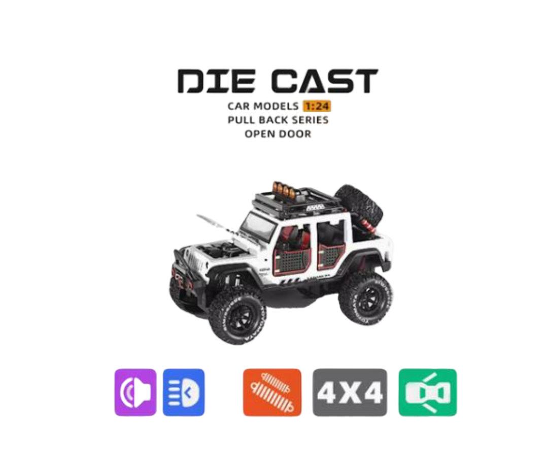 Jeep Wrangler Model 1:24 Scale (4 Assorted Colors, Sold As Single)