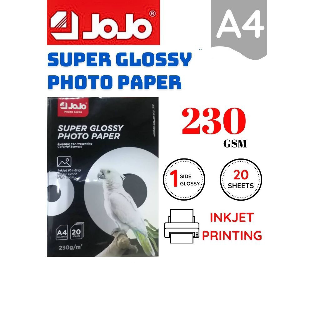 A4 Super Glossy Photo Paper (210 x 297mm, 20 Sheets)