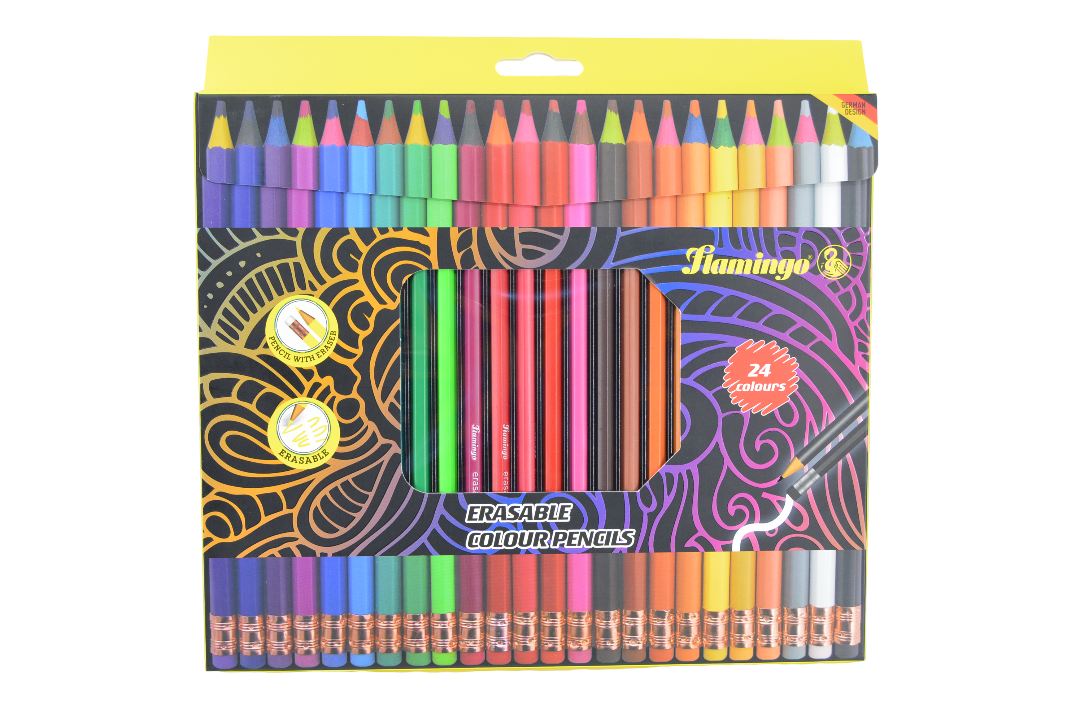 Flamingo Erasable Colour Pencils - 24 Colours