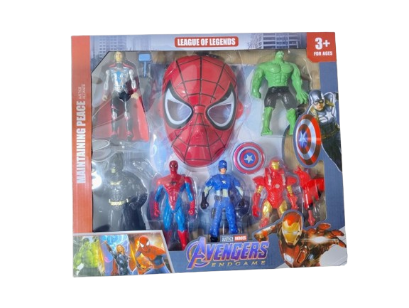 Superhero Action Figure Set for Kids – 8-Piece Hero Figures with Web Mask, Shields & Armor