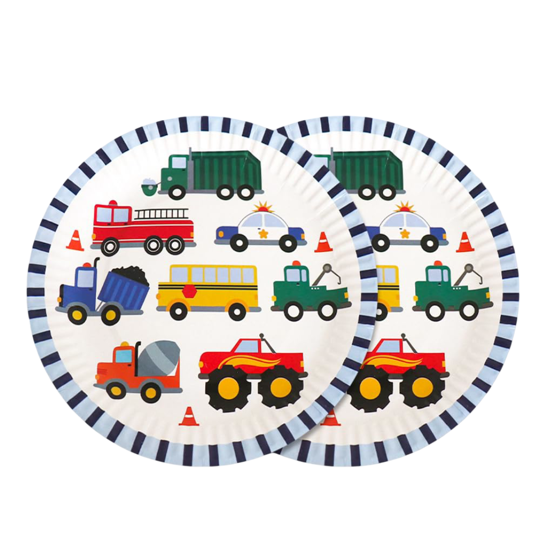 Party Plate 7 Inch Round Vehicles 6 Pcs