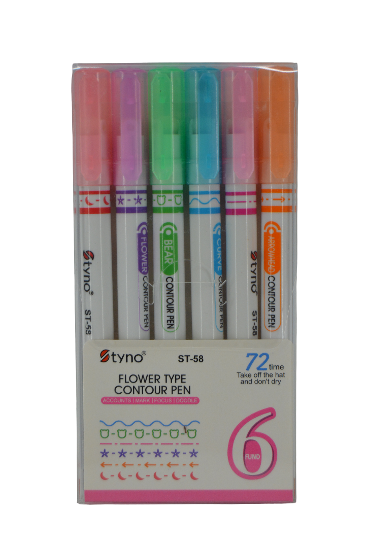 Flower Type Contour Pen 6 pcs