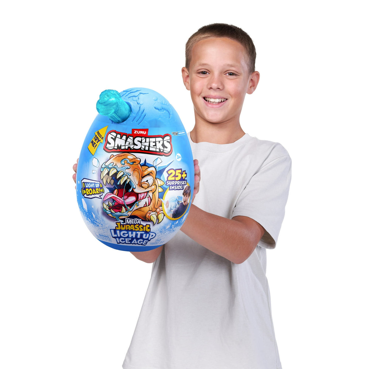 Smashers Mega Jurassic Light Up Ice Age - Roaring Woolly Mammoth Dino Egg with 25+ Slime, Fizz, and Glow Surprises - Assorted