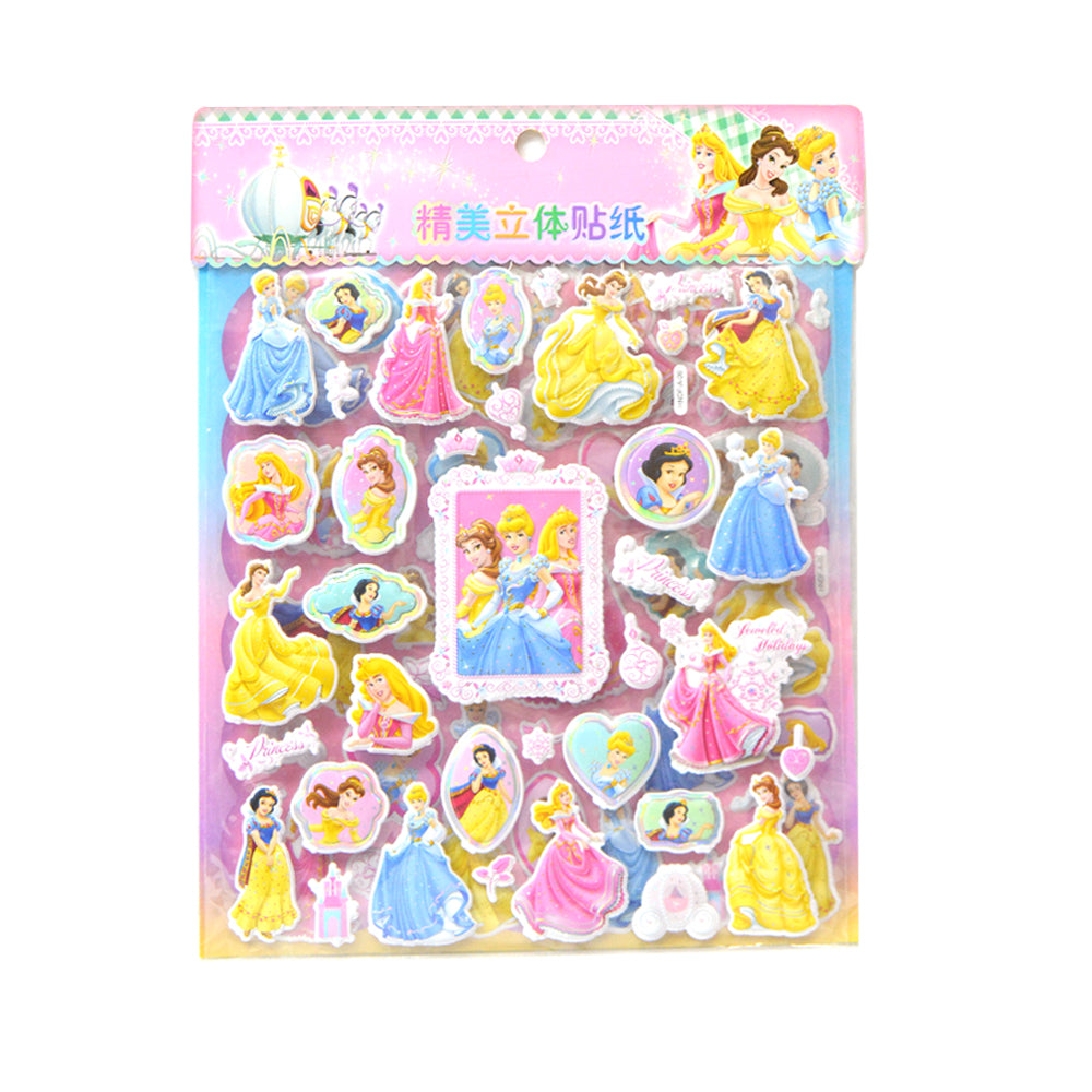 Princess/Cartoon Puffy Sticker Double Sheet Assorted 6