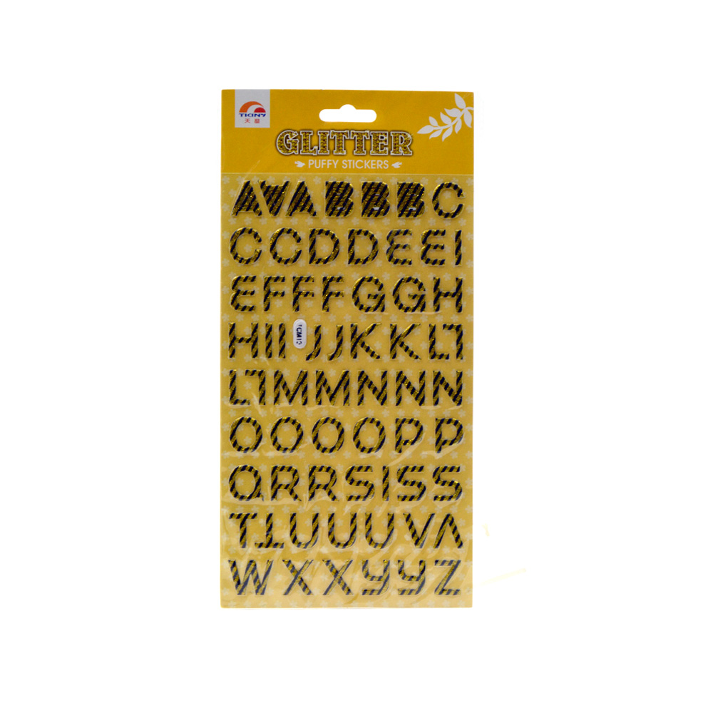 Alphabet Glitter Puffy Stickers