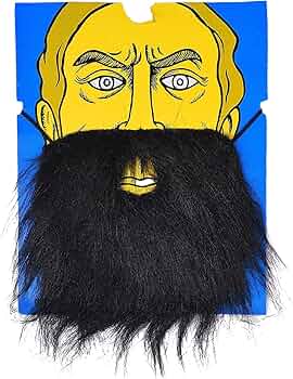 Black Bushy Mustache & Fake Beard with Elastic Strap – Costume Party Accessory