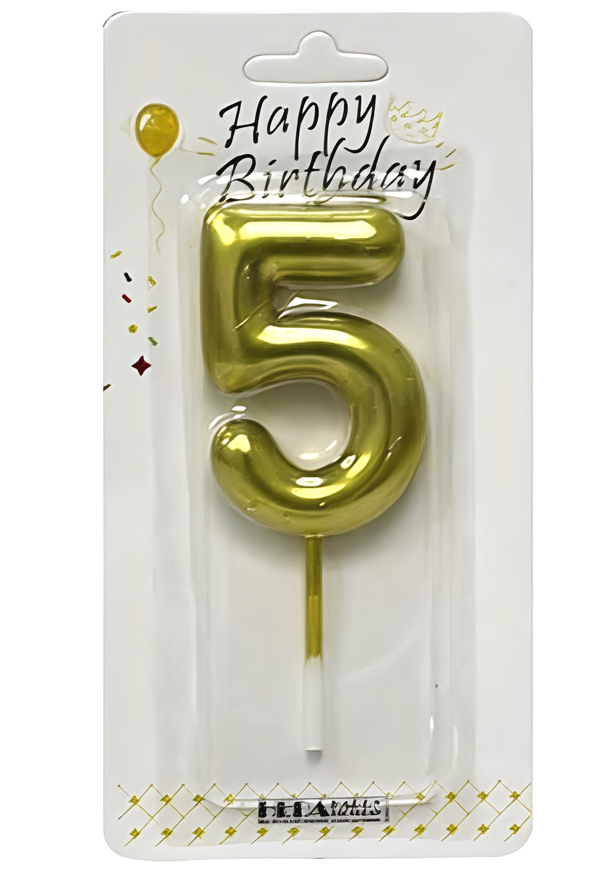 Gold Number 5 Birthday Candle - Metallic Glitter Milestone