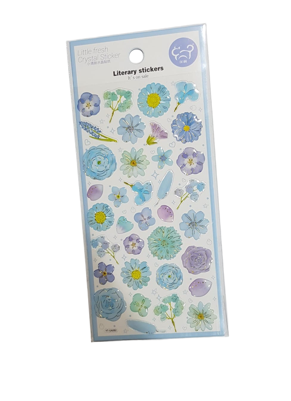 Glitter Resin Flower Sticker Blue