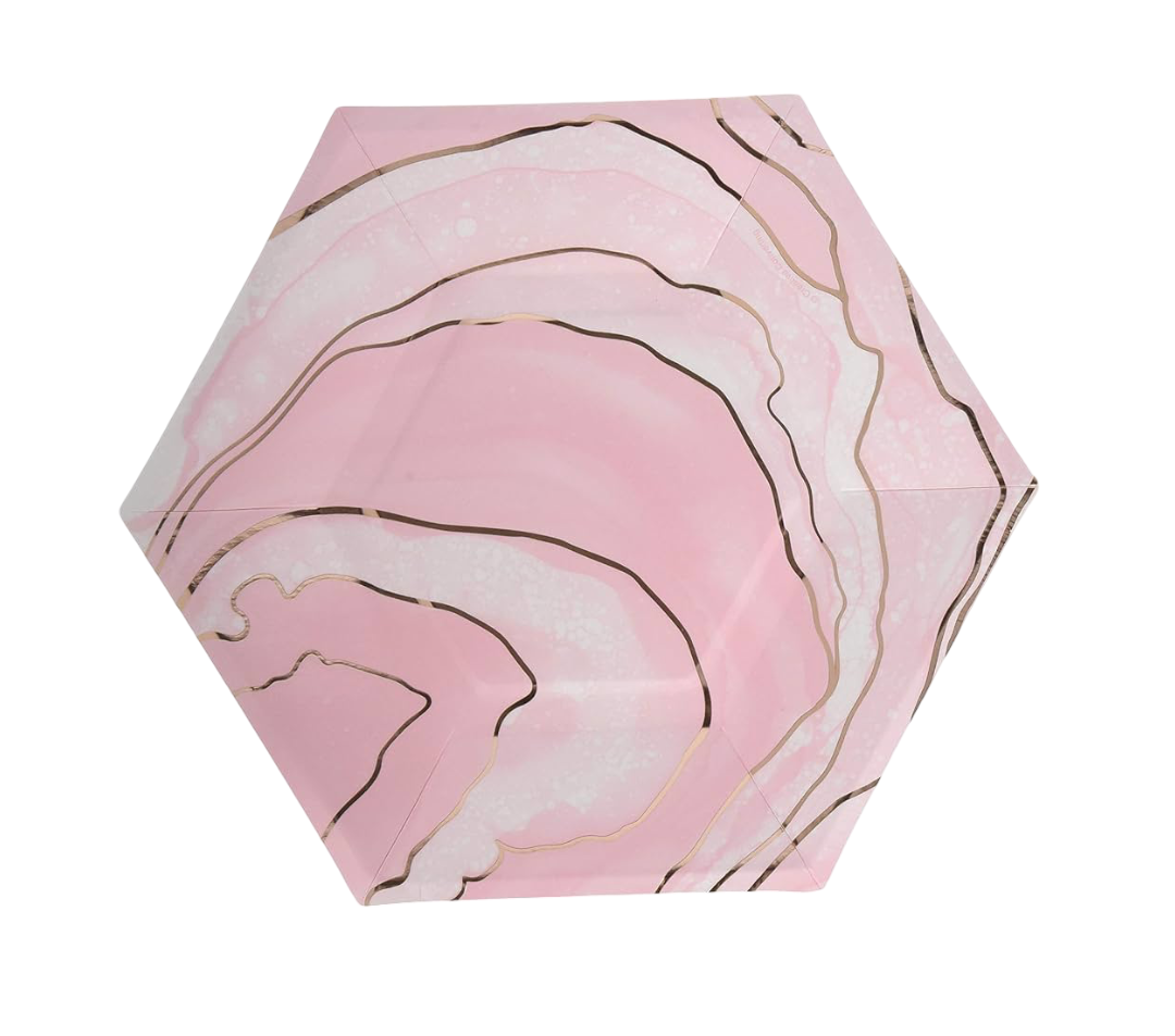 Party Plate 9 Inch Hexagonal 6 Pcs (Design 1)