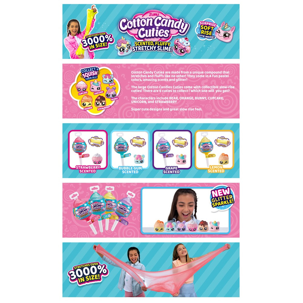 Zuru Oosh Cotton Candy Scented Fluffy Stretchy Slime Small - Slime Fun(Assorted Colors, Sold As Single)