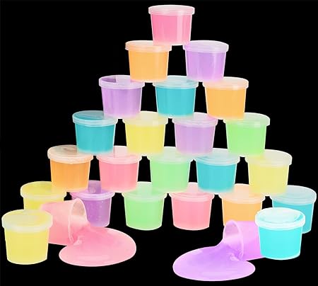 Glow in The Dark Party Supplies - 25 Pack Glow Slime Kit for Girls Boys Idea for Kids Party Favor, Goodie Bag Stuffer, Classroom Prize - Unique Texture and Sensation