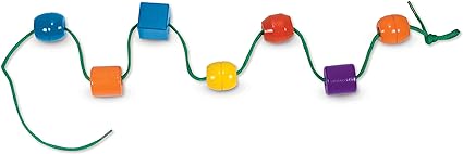 Melissa & Doug Primary Lacing Beads - Educational Toy With 30 Wooden Beads and 2 Laces - Beads For Toddlers, Fine Motor Skills Lacing Toys For Toddlers And Kids Ages 3+, 8inx8inx2in, Multi