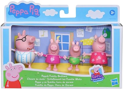 Peppa Pig Peppa's Adventures Peppa's Family Bedtime Figure 4-Pack Toy, 4 Family Figures in Pajamas, Ages 3 and up
