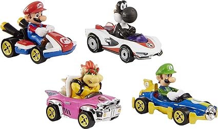 Hot Wheels Mario Kart Characters and Karts as Hot Wheels Die-Cast Toy Cars 4-Pack (Amazon Exclusive)