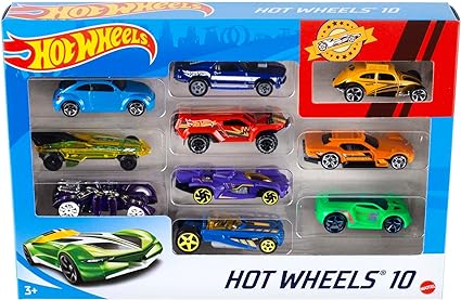 Hot Wheels Set of 10 Toy Cars & Trucks in 1:64 Scale