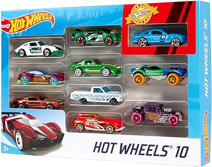 Hot Wheels Set of 10 Toy Cars & Trucks in 1:64 Scale