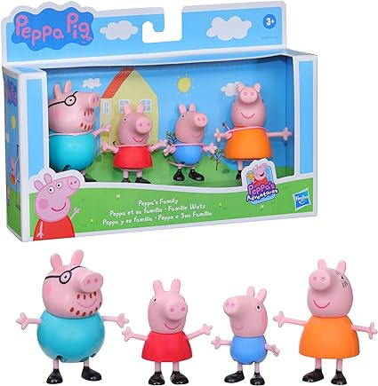Peppa Pig Peppa's Adventures Peppa's Family Figure 4-Pack Toy, 4 Peppa Pig Family Figures in Iconic Outfits, Ages 3 and up