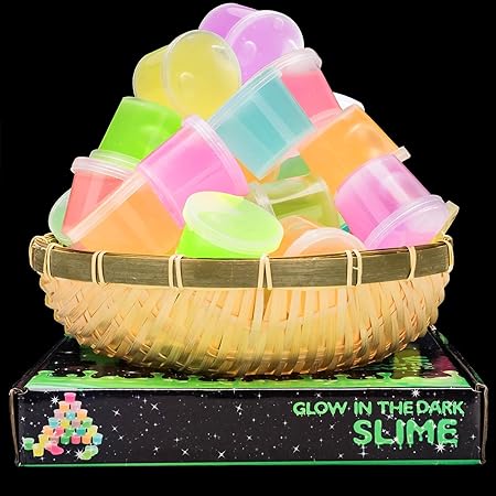 Glow in The Dark Party Supplies - 25 Pack Glow Slime Kit for Girls Boys Idea for Kids Party Favor, Goodie Bag Stuffer, Classroom Prize - Unique Texture and Sensation