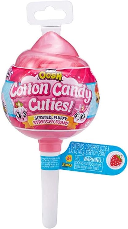 Oosh Slime Cotton Candy Cuties Series 2 by ZURU (Purple) Scented, Squishy, Fluffy, Soft, Stretchy, Stress Relief, Party Favors, Non-Stick with Collectible Cutie Slow Rise Toy