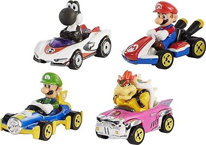Hot Wheels Mario Kart Characters and Karts as Hot Wheels Die-Cast Toy Cars 4-Pack (Amazon Exclusive)