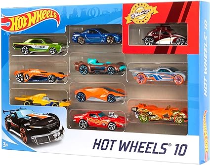 Hot Wheels Set of 10 Toy Cars & Trucks in 1:64 Scale