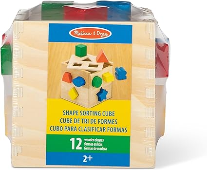 Melissa & Doug Shape Sorting Cube - Classic Wooden Toy With 12 Shapes