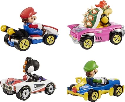Hot Wheels Mario Kart Characters and Karts as Hot Wheels Die-Cast Toy Cars 4-Pack (Amazon Exclusive)