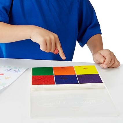 Melissa & Doug Rainbow Stamp Pad For Rubber Stamps, Arts And Crafts Supplies For Kids Ages 4+, 6 Washable Inks