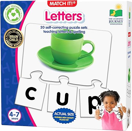 The Learning Journey: Match It! - Letters - 20 Piece Self-Correcting Spelling Puzzles for Three Letter Words with Matching Images - Learning to Read Games for Ages 4 and Up - Award Winning Toys