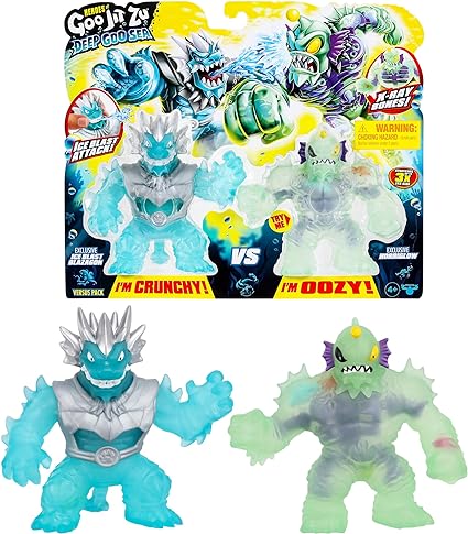 Heroes of Goo Jit Zu Deep Goo Sea Versus Pack. Exclusive Ice Blast Blazagon VS Exclusive Horriglow. 2 Figure Pack! Battle Straight Out of The Pack with Figures That are Super Crunchy and Super Oozy!
