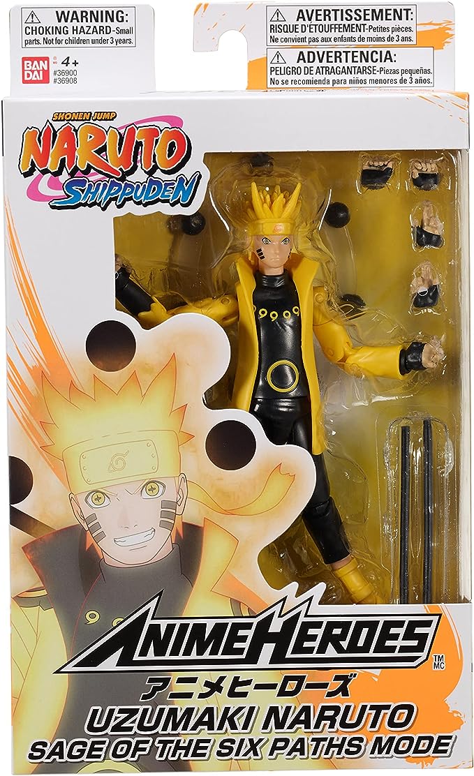 Bandai Anime Heroes - Naruto - Uzumaki Naruto Sage Of Six Paths Mode 6.5 Inch Action Figure