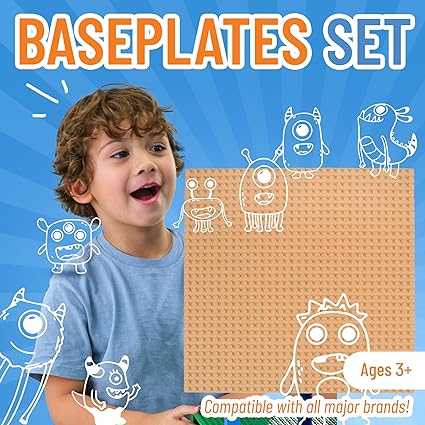 Strictly Briks Large Classic Stackable Baseplates, for Building Bricks, Bases for Tables, Mats, and More, 100% Compatible with All Major Brands, Sandy Yellow, 1 Piece, 10x10 Inches
