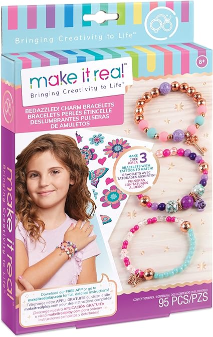 Make It Real: Sweet Treats DIY Bracelet Kit - Create 7 Charm Bracelets, 280  Pieces Included, Make Dessert Themed Eye-Catching Bracelets, DIY