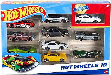 Hot Wheels Set of 10 Toy Cars & Trucks in 1:64 Scale