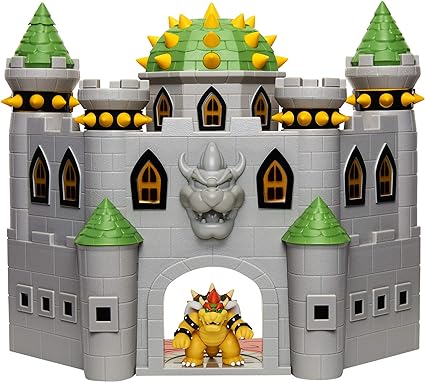 Super Mario 400204 Nintendo Deluxe Bowser's Castle Playset with 2.5" Exclusive Articulated Bowser Action Figure, Interactive Play Set with Authentic In-Game Sounds