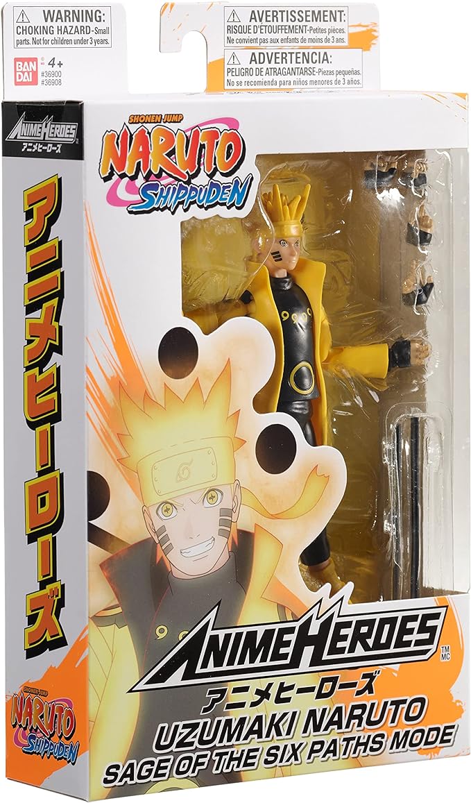 Bandai Anime Heroes - Naruto - Uzumaki Naruto Sage Of Six Paths Mode 6.5 Inch Action Figure