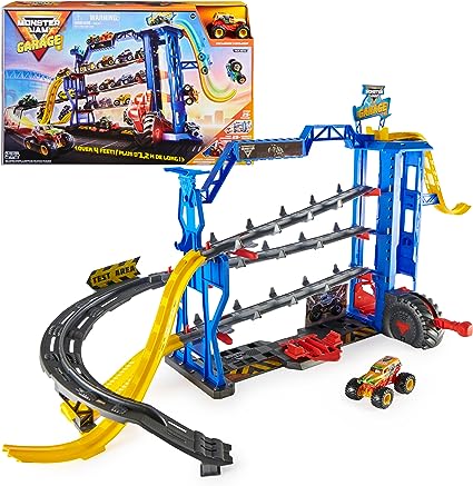 Monster Jam Garage Playset and Storage with Exclusive Grave Digger Monster Truck, Lights & Sounds, Kids Toys for Boys and Girls Ages 4-6+