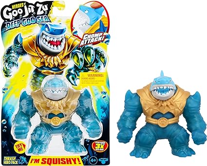 Heroes of Goo Jit Zu Deep Goo Sea Thrash Hero Pack. Super Squishy, Goo Filled Toy. with Chomp Attack Feature. Stretch Him 3 Times His Size!