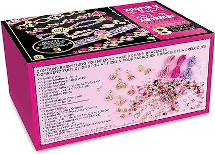 Make It Real - Juicy Couture Glamour Box Jewelry Set - Jewelry Box & Charm Bracelet Making Kit for Girls & Teens - Friendship Bracelet Kit with Beads, Chains, Charms & Jewelry Storage Box - Ages 8+