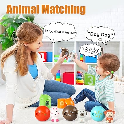Learning Toys for Toddlers 1 2 3 Year Old, 24 Pcs Farm Animals Toy, Montessori Toys, Counting, Matching & Sorting Fine Motor Games, Christmas Birthday Easter Gift for Baby Boys Girls Age 12-18 Months