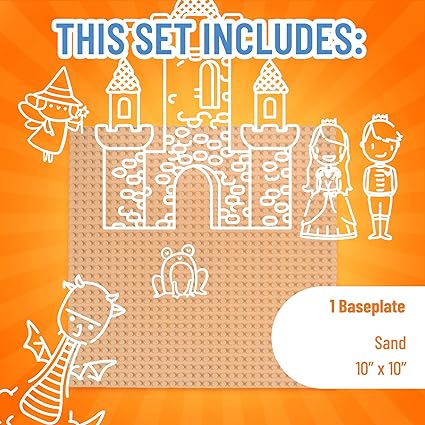 Strictly Briks Large Classic Stackable Baseplates, for Building Bricks, Bases for Tables, Mats, and More, 100% Compatible with All Major Brands, Sandy Yellow, 1 Piece, 10x10 Inches