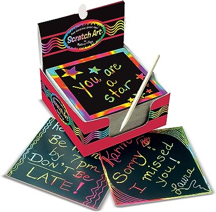 Melissa & Doug Scratch Art Rainbow Mini Notes (125) With Wooden Stylus - Color Scratch Art Mini Notes, Party Favors, Stocking Stuffers, Arts And Crafts For Kids